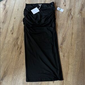 Black Ruched Maxi Skirt for Cocktail Nights